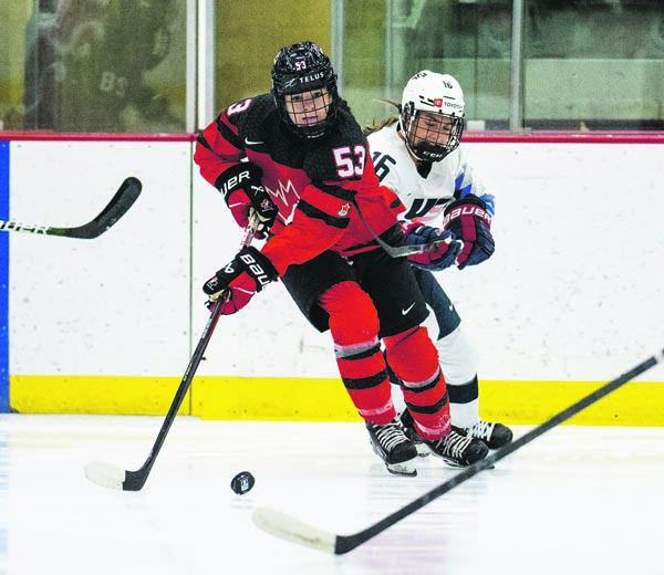 Team Canada hosts the USA in game one of a three game U18 series at Winsport in Calgary, AB on August 17, 2022.  (Photo: Dave Holland/Hockey Canada)
