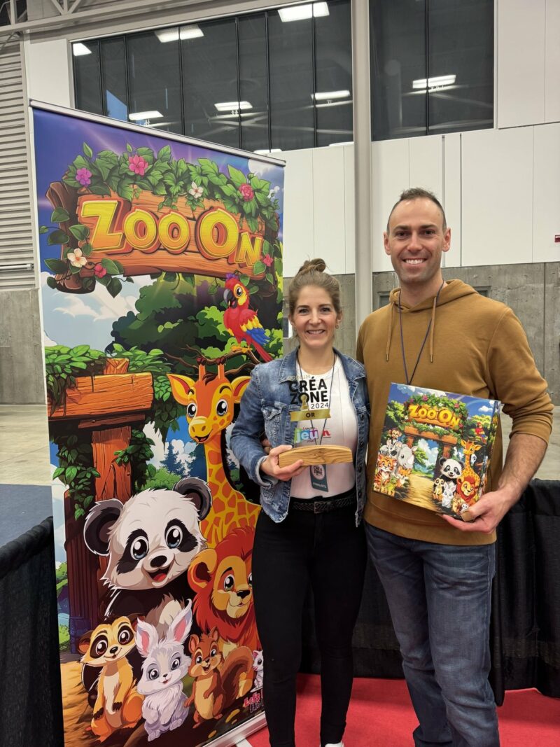 Avec @ITALIC_START@Zoo On@ITALIC_END@, Élise Charbonneau et Kevin Forget ont remporté un prix au Salon du jeu et du jouet de Québec dans les derniers mois. Photo gracieuseté